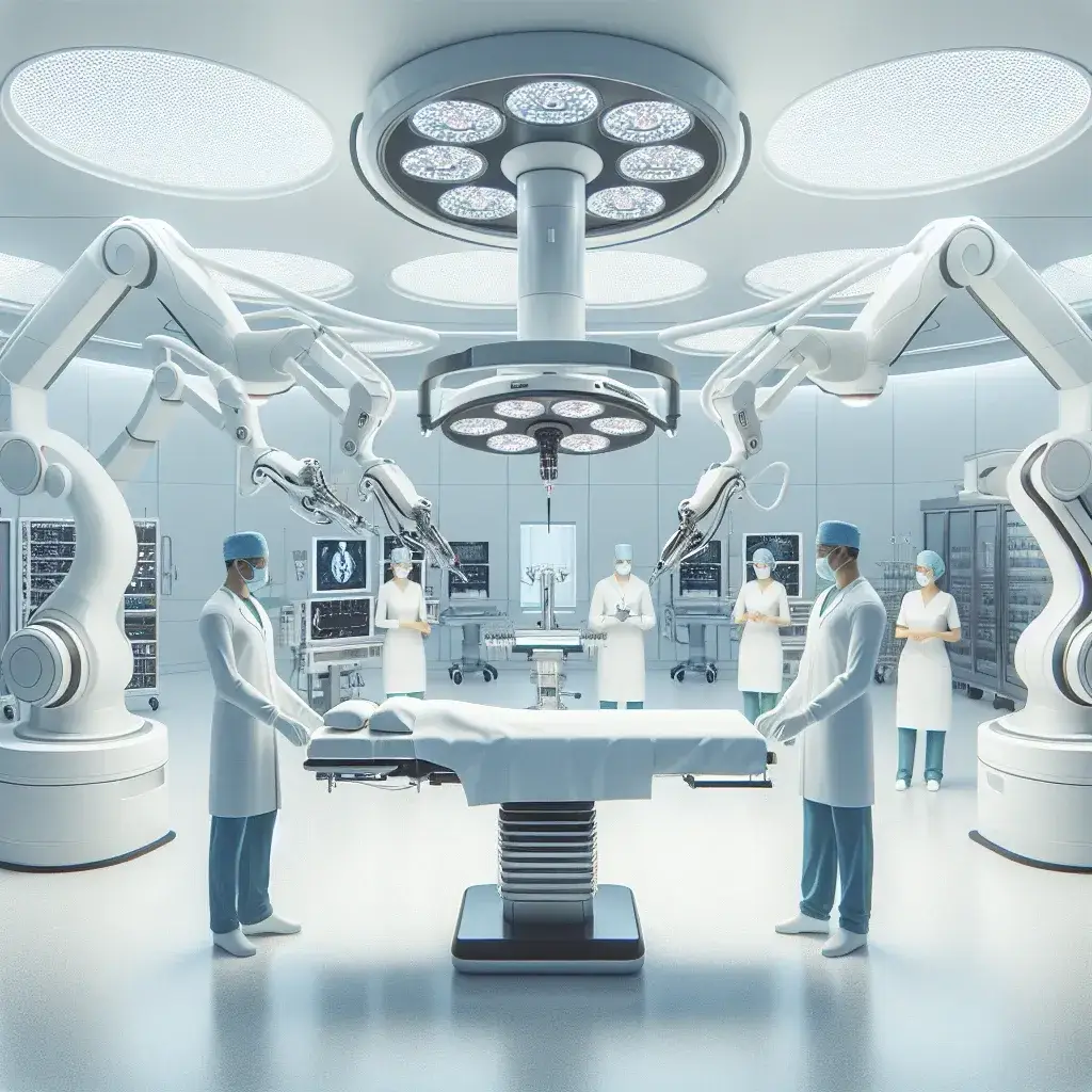 "Quirófano conectado con robots en un hospital andaluz, mostrando tecnología avanzada para cirugía asistida y mejora en la eficiencia médica"