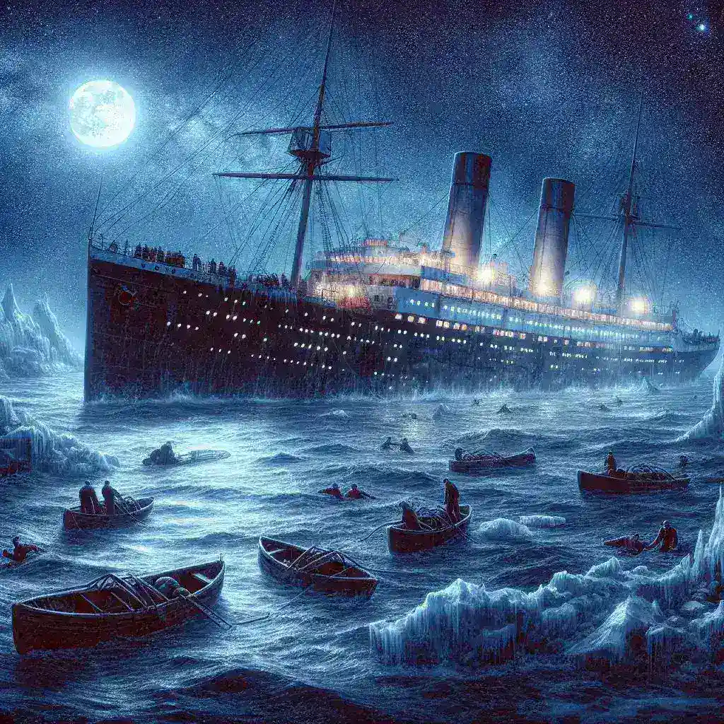 "Imagen del sumergible Titan explorando las profundidades marinas, simbolizando la innovación y la tragedia del Titanic, en el contexto de la exploración oceánica moderna."